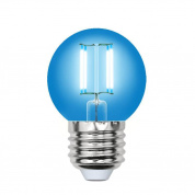 Лампа светодиодная филаментная Uniel E27 5W синяя LED-G45-5W/BLUE/E27 GLA02BL UL-00002990