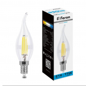 Лампа светодиодная филаментная Feron E14 11W 6400K прозрачная LB-714 38237
