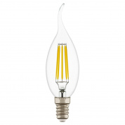 Лампа светодиодная филаментная Lightstar LED Filament Е14 6W 4000K свеча на ветру прозрачная 933604