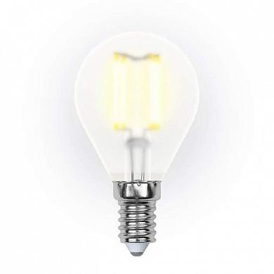 Лампа светодиодная филаментная Uniel E14 6W 3000K матовая LED-G45-6W/WW/E14/FR PLS02WH UL-00000303