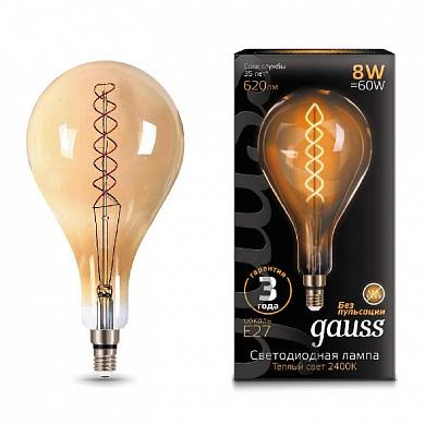 Лампа светодиодная филаментная Gauss E27 8W 2400K золотая 150802008